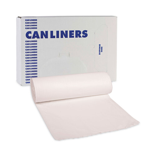 BWK515 - Boardwalk - Linear Low Density Can Liners, 55 gal, 0.63 mil, 38&quot; x 58&quot;, White, 10 Bags/Roll, 10 Rolls/Carton