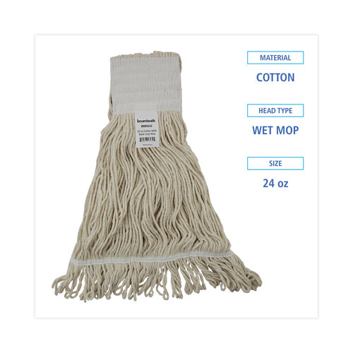 BWK524C - Unisan - Mop Head, Pro Loop Web/Tailband, Premium Saddleback Head, Cotton, 24-oz., White