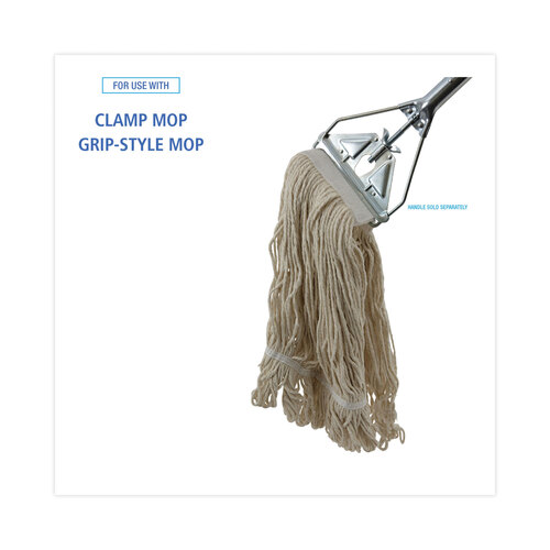 BWK524C - Unisan - Mop Head, Pro Loop Web/Tailband, Premium Saddleback Head, Cotton, 24-oz., White