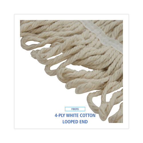 BWK524C - Unisan - Mop Head, Pro Loop Web/Tailband, Premium Saddleback Head, Cotton, 24-oz., White