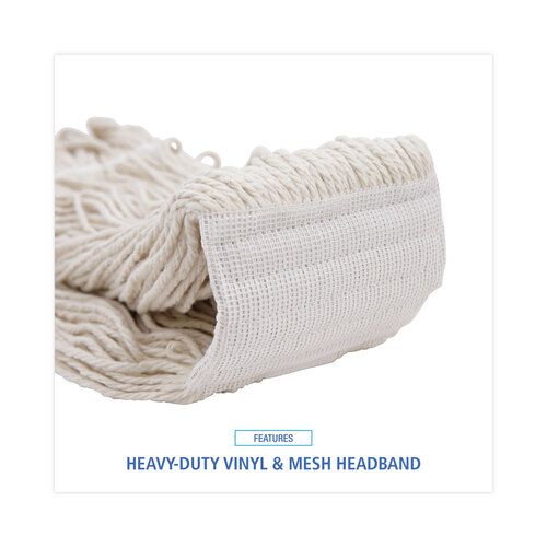 BWK524C - Unisan - Mop Head, Pro Loop Web/Tailband, Premium Saddleback Head, Cotton, 24-oz., White