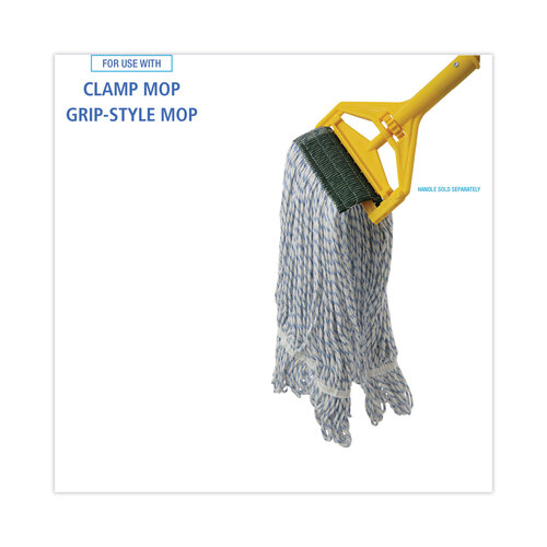 BWK552 - Unisan - Mop Head, Floor Finish, Looped-End, Mesh Headband, Medium, Blue Stripe