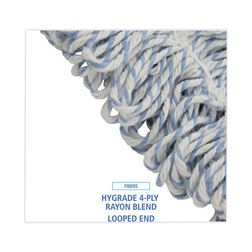 BWK552 - Unisan - Mop Head, Floor Finish, Looped-End, Mesh Headband, Medium, Blue Stripe