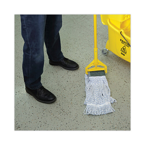 BWK552 - Unisan - Mop Head, Floor Finish, Looped-End, Mesh Headband, Medium, Blue Stripe