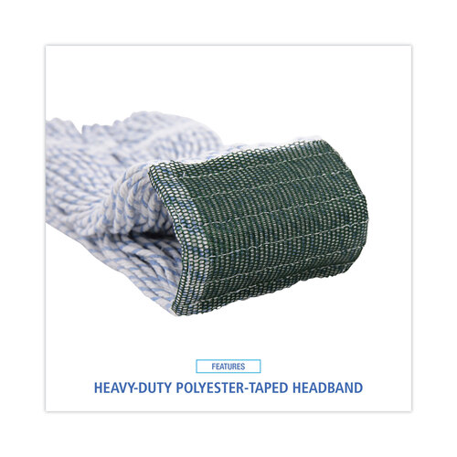 BWK552 - Unisan - Mop Head, Floor Finish, Looped-End, Mesh Headband, Medium, Blue Stripe