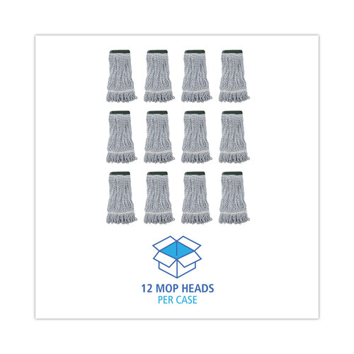 BWK552 - Unisan - Mop Head, Floor Finish, Looped-End, Mesh Headband, Medium, Blue Stripe