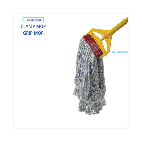 BWK553 - Unisan - Mop Head, Floor Finish, Looped-End, Mesh Headband, Large, Blue Stripe