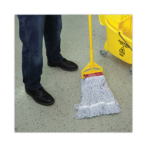 BWK553 - Unisan - Mop Head, Floor Finish, Looped-End, Mesh Headband, Large, Blue Stripe