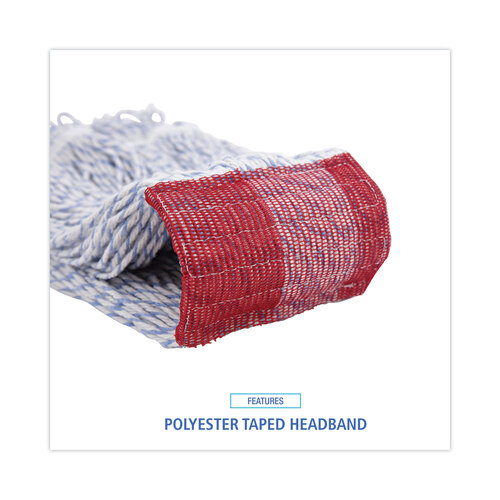BWK553 - Unisan - Mop Head, Floor Finish, Looped-End, Mesh Headband, Large, Blue Stripe