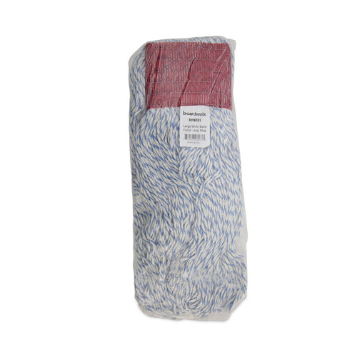 BWK553 - Unisan - Mop Head, Floor Finish, Looped-End, Mesh Headband, Large, Blue Stripe