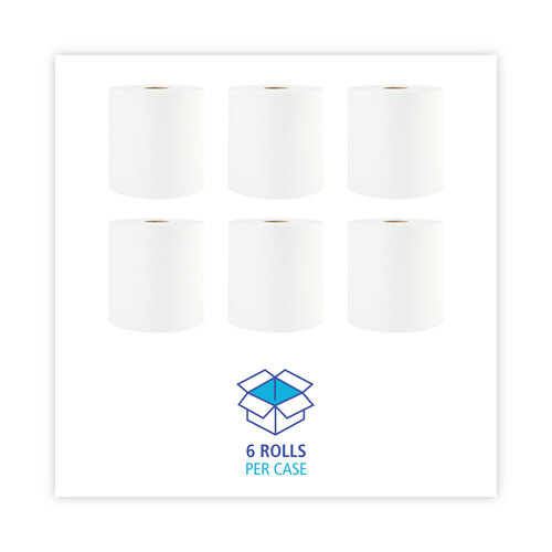 BWK6254B - Boardwalk - Hardwound Paper Towels, 8" x 800', One-Ply Bleached White, 6 Rolls/Carton