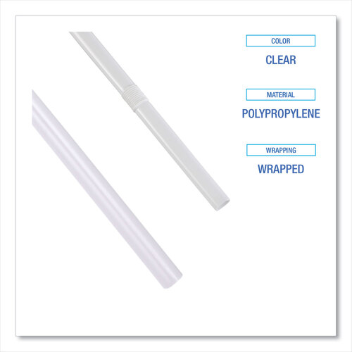 BWKJSTW775CLR - Boardwalk - Wrapped Jumbo Straws, 7.75&quot;, Polypropylene, Clear, 12,000/Carton
