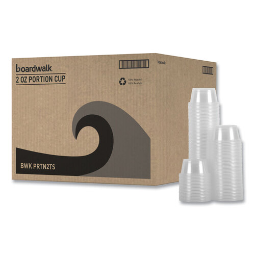 BWKPRTN2TS - Boardwalk - Souffle/Portion Cups, 2 oz, Polypropylene, Clear, 20 Cups/Sleeve, 125 Sleeves/Carton