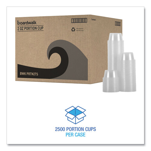 BWKPRTN2TS - Boardwalk - Souffle/Portion Cups, 2 oz, Polypropylene, Clear, 20 Cups/Sleeve, 125 Sleeves/Carton