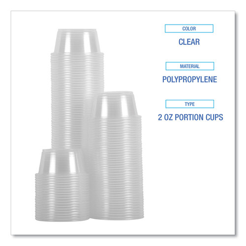 BWKPRTN2TS - Boardwalk - Souffle/Portion Cups, 2 oz, Polypropylene, Clear, 20 Cups/Sleeve, 125 Sleeves/Carton
