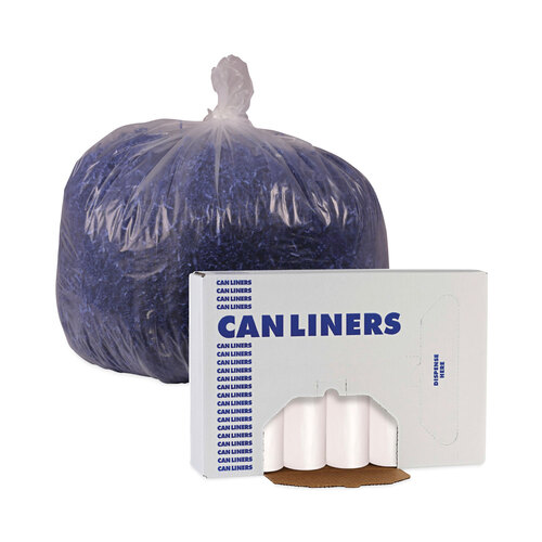BWKRH3340S - Boardwalk - High Density Industrial Can Liners Coreless Rolls, 33 gal, 16 microns, 33 x 40, Natural, 25 Bags/Roll, 10 Rolls/Carton
