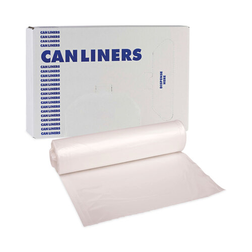 BWKRH3340S - Boardwalk - High Density Industrial Can Liners Coreless Rolls, 33 gal, 16 microns, 33 x 40, Natural, 25 Bags/Roll, 10 Rolls/Carton