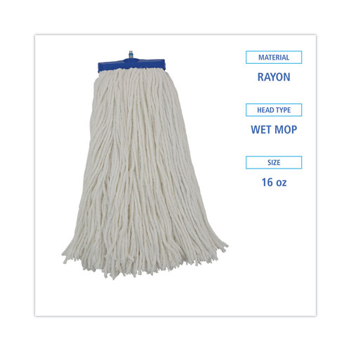 BWKRM32016 - Boardwalk - Cut-End Lie-Flat Mop Head, Rayon, 16oz, White, 12/Carton