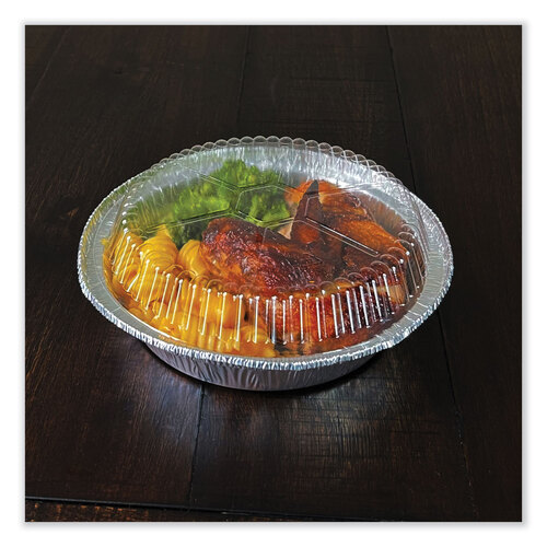 BWKROUND7CLID - Boardwalk - Round Aluminum To-Go Container Lids, Dome Lid, 7&quot;, Clear, Plastic, 500/Carton