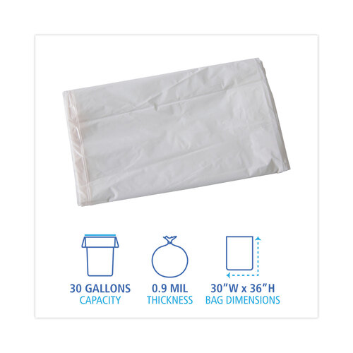 BWKW3036X - Boardwalk - Linear Low Density Industrial Can Liners, 30 gal, 0.9 mil, 30 x 36, White, 100/Carton