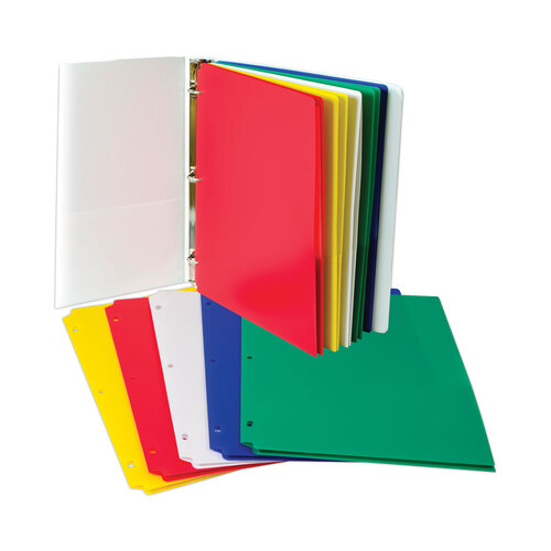 CLI32930 - C-Line Products - Two-Pocket Heavyweight Poly Portfolio Folder, 3-Hole Punch, 11 x 8.5, Assorted, 10/Pack