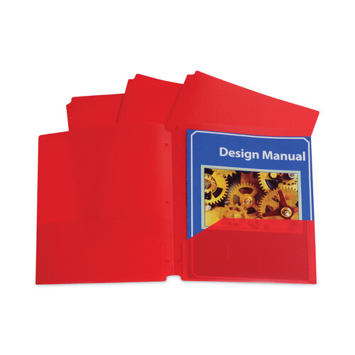 CLI32934 - C-Line Products - Two-Pocket Heavyweight Poly Portfolio Folder, 3-Hole Punch, 11 x 8.5, Red, 25/Box