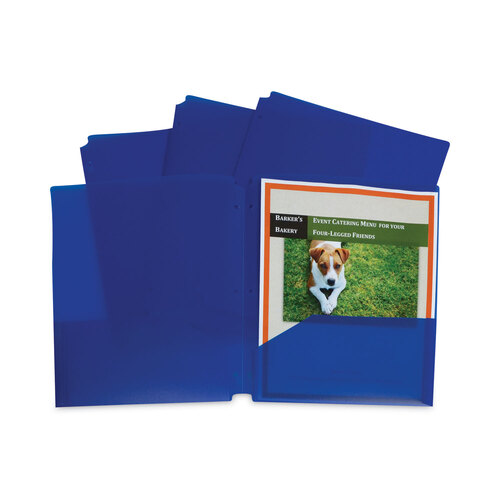 CLI32935 - C-Line Products - Two-Pocket Heavyweight Poly Portfolio Folder, 3-Hole Punch, 11 x 8.5, Blue, 25/Box