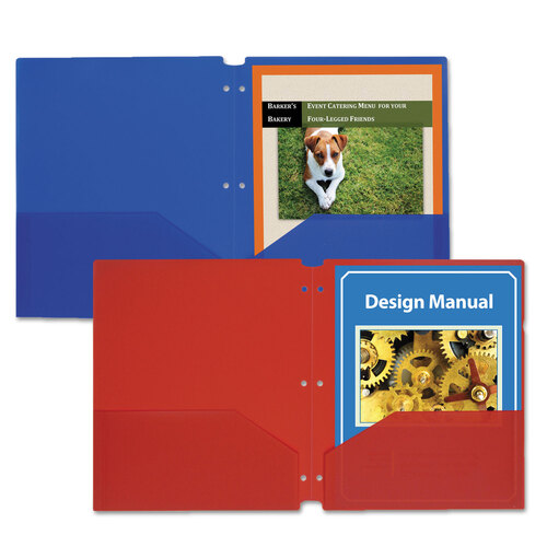 CLI32935 - C-Line Products - Two-Pocket Heavyweight Poly Portfolio Folder, 3-Hole Punch, 11 x 8.5, Blue, 25/Box