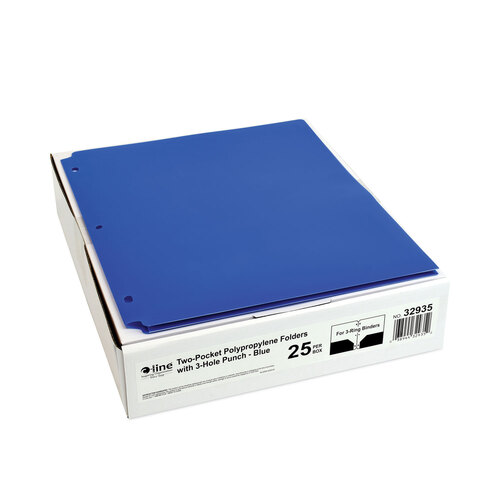 CLI32935 - C-Line Products - Two-Pocket Heavyweight Poly Portfolio Folder, 3-Hole Punch, 11 x 8.5, Blue, 25/Box