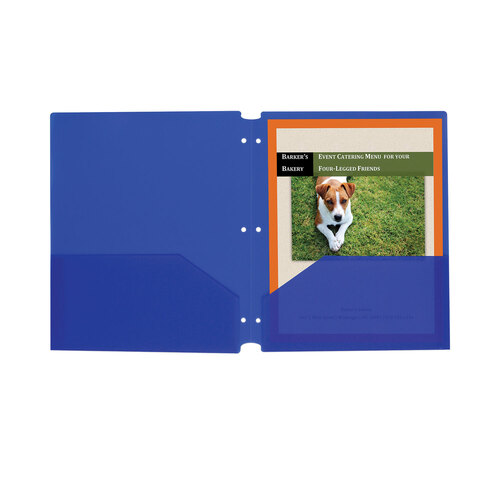 CLI32935 - C-Line Products - Two-Pocket Heavyweight Poly Portfolio Folder, 3-Hole Punch, 11 x 8.5, Blue, 25/Box