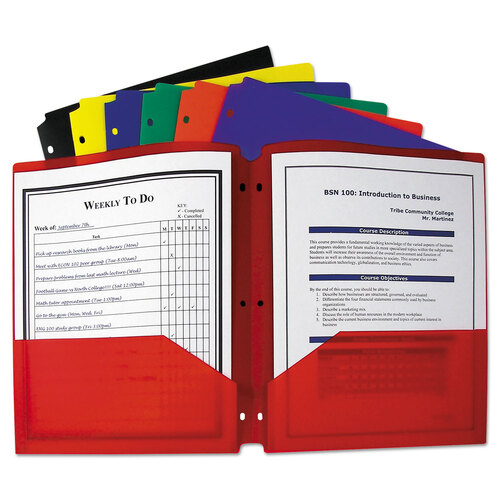 CLI33930 - C-Line Products - Two-Pocket Heavyweight Poly Portfolio Folder, 3-Hole Punch, 11 x 8.5, Assorted