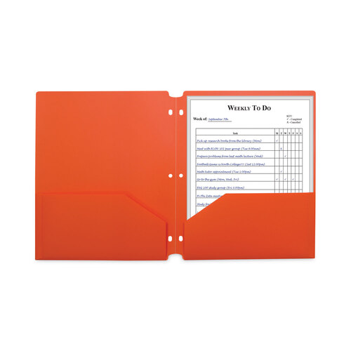 CLI33932BX - C-Line Products - Two-Pocket Heavyweight Poly Portfolio Folder, 3-Hole Punch, 11 x 8.5, Orange, 25/Box