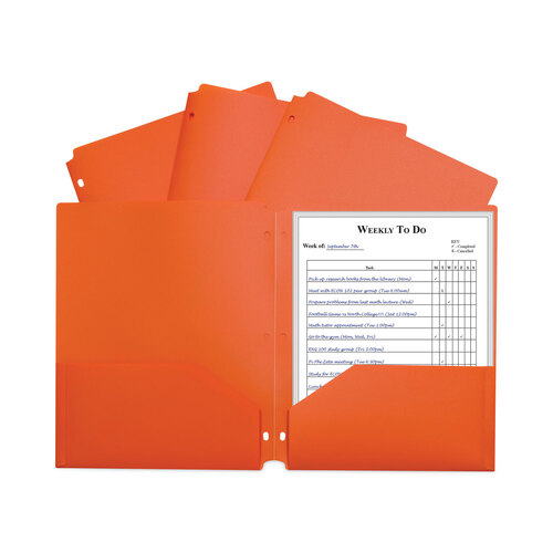 CLI33932BX - C-Line Products - Two-Pocket Heavyweight Poly Portfolio Folder, 3-Hole Punch, 11 x 8.5, Orange, 25/Box