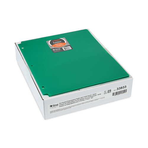 CLI33933BX - C-Line Products - Two-Pocket Heavyweight Poly Portfolio Folder, 3-Hole Punch, 11 x 8.5, Green, 25/Box
