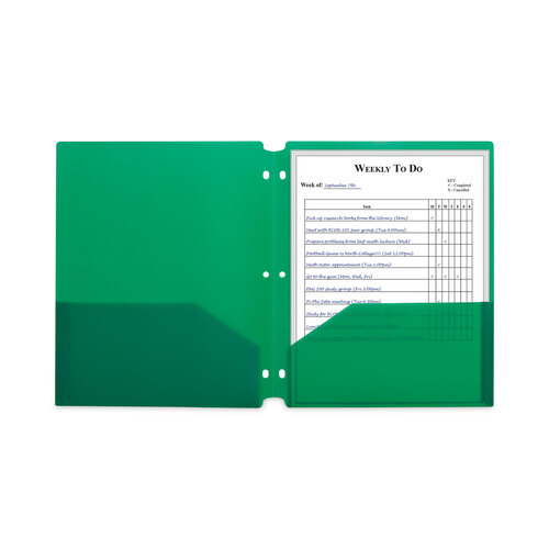 CLI33933BX - C-Line Products - Two-Pocket Heavyweight Poly Portfolio Folder, 3-Hole Punch, 11 x 8.5, Green, 25/Box