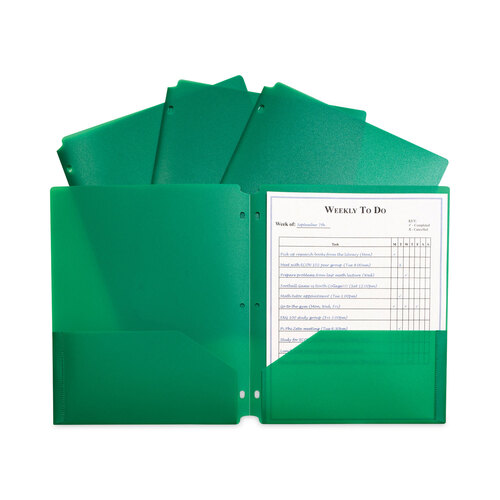 CLI33933BX - C-Line Products - Two-Pocket Heavyweight Poly Portfolio Folder, 3-Hole Punch, 11 x 8.5, Green, 25/Box