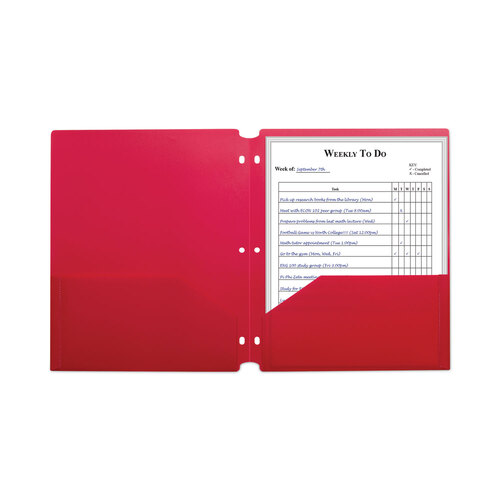 CLI33934BX - C-Line Products - Two-Pocket Heavyweight Poly Portfolio Folder, 3-Hole Punch, 11 x 8.5, Red, 25/Box