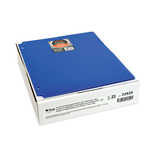 CLI33935BX - C-Line Products - Two-Pocket Heavyweight Poly Portfolio Folder, 3-Hole Punch, 11 x 8.5, Blue, 25/Box