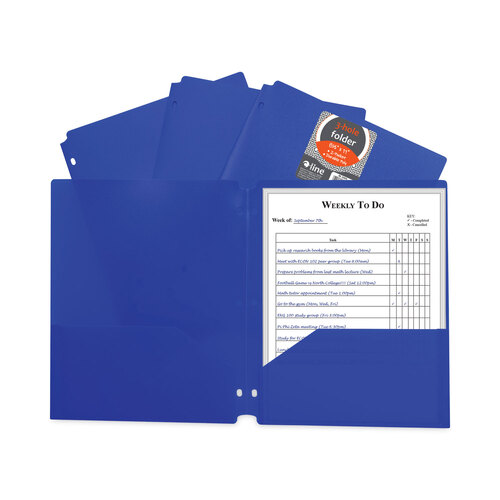 CLI33935BX - C-Line Products - Two-Pocket Heavyweight Poly Portfolio Folder, 3-Hole Punch, 11 x 8.5, Blue, 25/Box