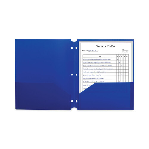 CLI33935BX - C-Line Products - Two-Pocket Heavyweight Poly Portfolio Folder, 3-Hole Punch, 11 x 8.5, Blue, 25/Box