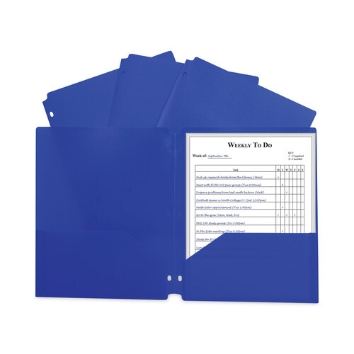 CLI33935BX - C-Line Products - Two-Pocket Heavyweight Poly Portfolio Folder, 3-Hole Punch, 11 x 8.5, Blue, 25/Box