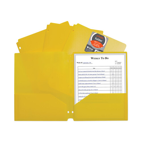 CLI33936BX - C-Line Products - Two-Pocket Heavyweight Poly Portfolio Folder, 3-Hole Punch, 11 x 8.5, Yellow, 25/Box