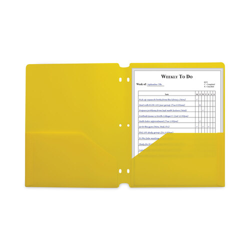 CLI33936BX - C-Line Products - Two-Pocket Heavyweight Poly Portfolio Folder, 3-Hole Punch, 11 x 8.5, Yellow, 25/Box