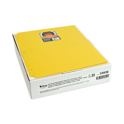 CLI33936BX - C-Line Products - Two-Pocket Heavyweight Poly Portfolio Folder, 3-Hole Punch, 11 x 8.5, Yellow, 25/Box