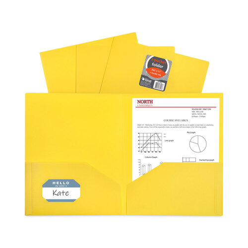 CLI33956BX - C-Line Products - Two-Pocket Heavyweight Poly Portfolio Folder, 11 x 8.5, Yellow, 25/Box
