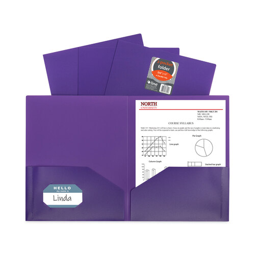 CLI33959BX - C-Line Products - Two-Pocket Heavyweight Poly Portfolio Folder, 11 x 8.5, Purple, 25/Box