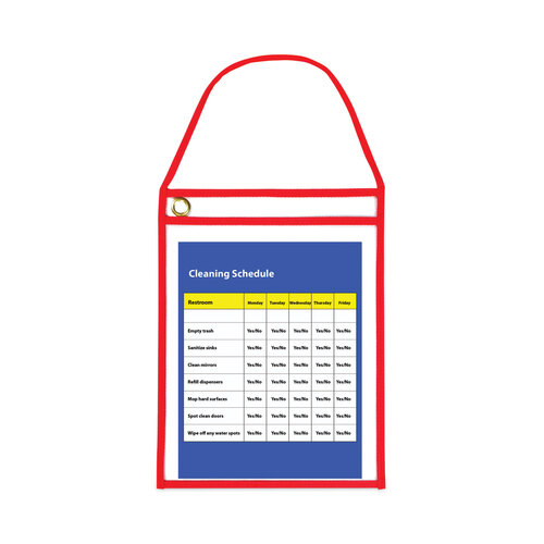 CLI41924 - C-Line Products - 1-Pocket Shop Ticket Holder w/Setrap and Red Stitching, 75-Sheet, 9 x 12, 15/Box