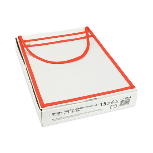 CLI41924 - C-Line Products - 1-Pocket Shop Ticket Holder w/Setrap and Red Stitching, 75-Sheet, 9 x 12, 15/Box