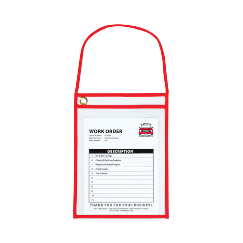 CLI41924 - C-Line Products - 1-Pocket Shop Ticket Holder w/Setrap and Red Stitching, 75-Sheet, 9 x 12, 15/Box