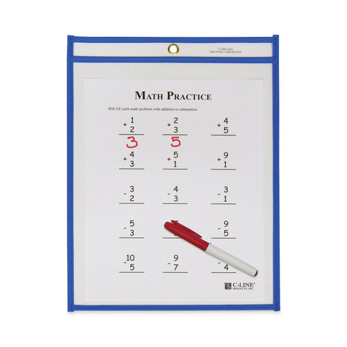 CLI43915 - C-Line Products - Stitched Shop Ticket Holders, Top Load, Super Heavy, Clear, 9&quot; x 12&quot; Inserts, 15/Box